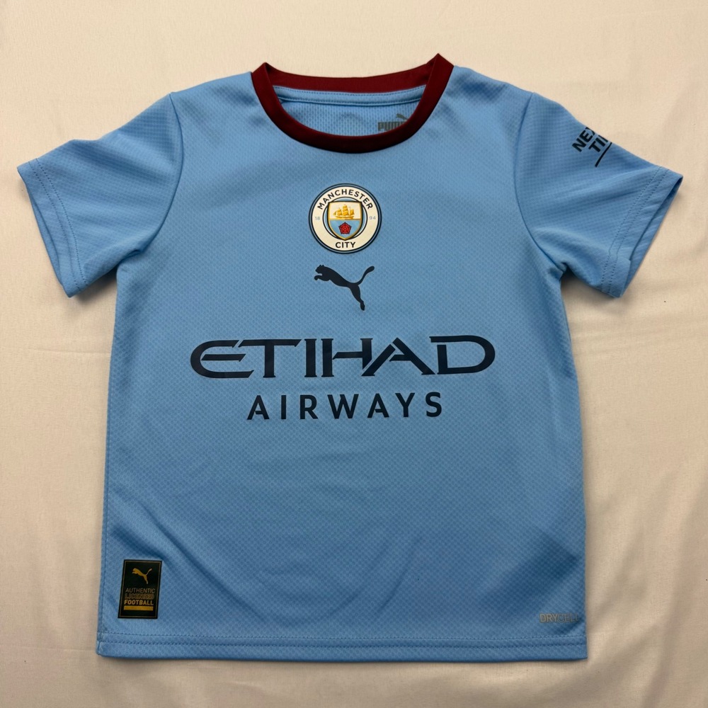 Puma‎ Manchester City FC Jersey Youth 5/6 Sky Blue Etihad Airways Soccer Shirt